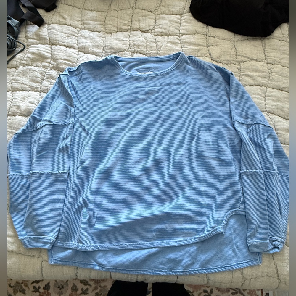 Free People Men's Crewneck Sweater in Light Blue